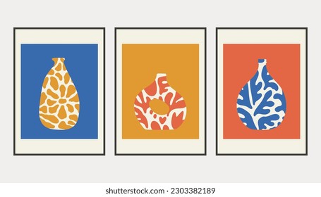 Matisse Abstract Art Set, Aesthetic Modern Art, Boho Decor, Minimalist Art, Illustration, Vector, Poster, Postcard.