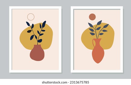 Matisse Abstract Art Set, Aesthetic Modern Art, Boho Decor, Minimalist Art, Illustration, Vector, Poster, Postcard. Collection for decoration. Vector all isolated. Floral abstract trendy