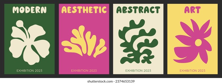Matisse Abstract Art Set, Aesthetic Modern Art, Boho Decor, Minimalist Art, Illustattion, Vector, Poster, Postcard. 