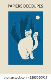 Matisse Abstract Art Set, Cat Print, Minimalist Art, Illustration Poster.Collection for decoration. Vector all isolated. Set of abstract trendy creative art.