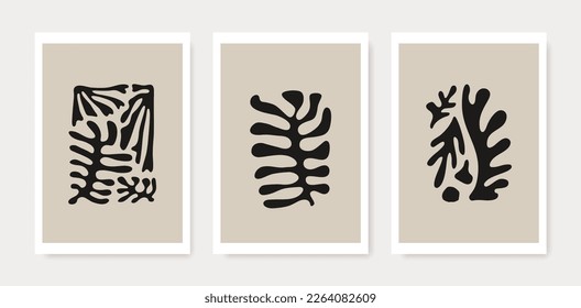 Matisse abstract art set. Collection posters contemporary art. Aesthetic modern art, boho decor, minimalist stile. Vector Illustration. 