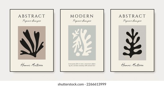 Matisse abstract art set. Collection posters contemporary art. Aesthetic modern art, boho decor, minimalist stile. Vector Illustration. 