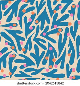 Matisse Abstract Shaped Tropical Minimalist Seamless Pattern In Vector.