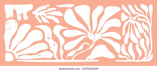 Vector de fondo artístico matisse. Resumen de diseño de patrones naturales dibujados a mano con flores, hojas, ramas. Estilo contemporáneo simple ilustrado Diseño para tela, impresión, cubierta, banner, papel pintado.