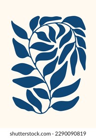 Matisse art background vector. Abstract natural hand drawn pattern design with leaves, branches. Simple contemporary style illustrated Design for fabric, print, cover, banner, wallpaper.