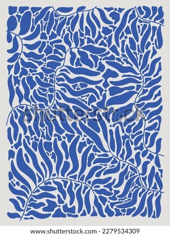 Matisse art background vector. Abstract natural hand drawn pattern design with flowers, leaves, branches. Simple contemporary style illustrated Design for fabric, print, cover, banner, wallpaper.