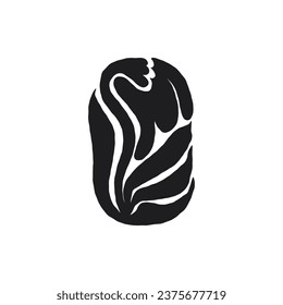 Matisse curves aestethic. Groovy abstract flower art. Organic floral doodle shapes in trendy naive retro hippie 60s 70s style. Botanic vector illustration in black.