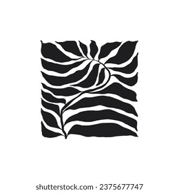 Matisse curves aestethic. Groovy abstract flower art. Organic floral doodle shapes in trendy naive retro hippie 60s 70s style. Botanic vector illustration in black.