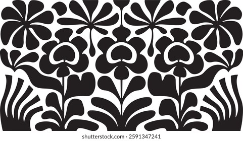 Matisse curves aestethic seamless flower patterns, Organic floral doodle shapes in trendy naive retro hippie 60s 70s style, Groovy abstract flower art, Floral doodle naive patterns, Trendy.