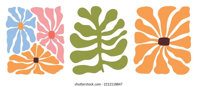 Matisse floral abstract poster set. Abstract floral poster collection. Matisse daisy flower. Trendy hand drawing botanical prints. Matisse abstract vector illustration. Daisy decorative wall art