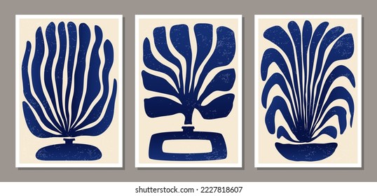 Matisse inspired contemporary collage botanical minimalist wall art posters set