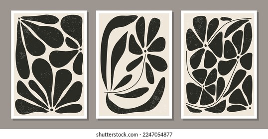 Matisse inspired contemporary collage botanical minimalist wall art posters set