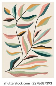 Matisse inspired contemporary collage botanical minimalist wall art poster