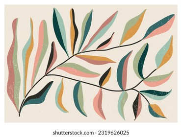 Matisse inspired contemporary collage botanical minimalist wall art poster