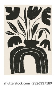 Motivierte zeitgenössische Collage Botanische minimalistische Tapete-Poster