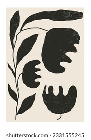 Matisse inspired contemporary collage botanical minimalist wall art poster