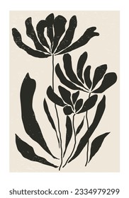 Matisse inspired contemporary collage botanical minimalist wall art poster