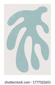 Matisse inspired contemporary collage poster with textured abstract organic shapes in neutral colors, vector illustration