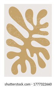 Matisse inspired contemporary collage poster with textured abstract organic shapes in neutral colors, vector illustration
