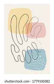 Matisse inspired contemporary collage poster with textured abstract organic shapes in neutral colors, vector illustration