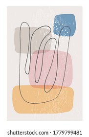 Matisse inspired contemporary collage poster with textured abstract organic shapes in neutral colors, vector illustration