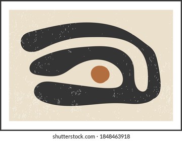Matisse inspired contemporary collage wall art with textured abstract organic shapes in neutral colors, vector illustration