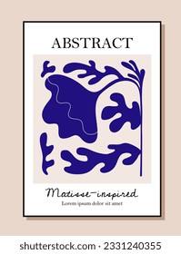 Matisse inspired modern art concept. Silhouette of flowers and leaves. Pattern and ornament. Poster, cover or banner. Minimalistic art and creativity. Cartoon flat vector illustration