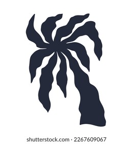 Matisse inspired palm tree contemporary botanical minimalist plant. Abstract summer palm tree shape isolated graphic element. Vector floral Henri Matisse style illustration. Hand drawn modern leaves.