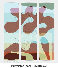 Matisse organic grange textured shapes. Abstract contemporary web banner template with natural floral motif. Minimal mid century art background. Artistic botanical elements on flat earthy colors.