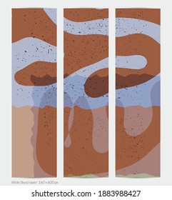 Matisse organic grange textured shapes. Abstract contemporary web banner template with natural floral motif. Minimal mid century art background. Artistic botanical elements on flat earthy colors.