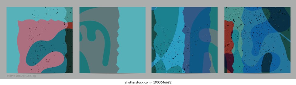 Matisse organic grange textured shapes. Abstract contemporary social media template with natural floral motif. Minimal mid century art background. Artistic botanical elements on flat earthy colors.