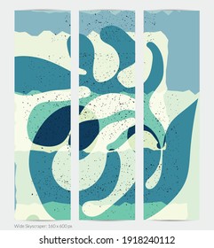 Matisse organic grange textured shapes. Abstract contemporary web banner template with natural floral motif. Minimal mid century art background. Artistic botanical elements on flat earthy colors.