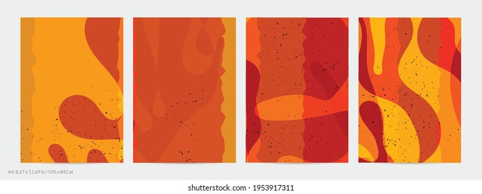 Matisse organic grange textured shapes. Abstract contemporary flyer template with natural floral motif. Minimal mid century art background. Artistic botanical elements on flat earthy colors.
