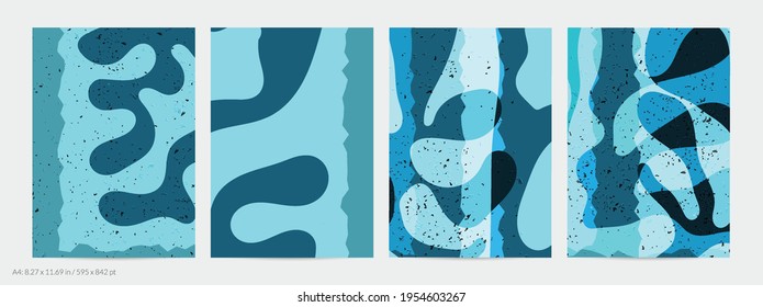 Matisse organic grange textured shapes. Abstract contemporary flyer template with natural floral motif. Minimal mid century art background. Artistic botanical elements on flat earthy colors.