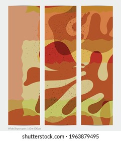 Matisse organic grange textured shapes. Abstract contemporary web banner template with natural floral motif. Minimal mid century art background. Artistic botanical elements on flat earthy colors.