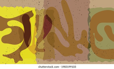 Matisse organic grange textured shapes. Abstract contemporary template with natural floral motif. Minimal mid century art background. Artistic botanical elements on flat earthy colors.