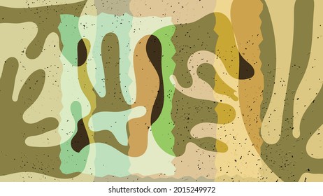 Matisse organic grange textured shapes. Abstract contemporary template with natural floral motif. Minimal mid century art background. Artistic botanical elements on flat earthy colors.