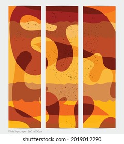 Matisse organic grange textured shapes. Abstract contemporary web banner template with natural floral motif. Minimal mid century art background. Artistic botanical elements on flat earthy colors.