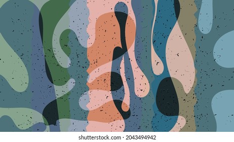 Matisse organic grange textured shapes. Abstract contemporary template with natural floral motif. Minimal mid century art background. Artistic botanical elements on flat earthy colors.