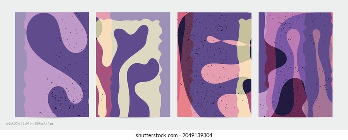 Matisse organic grange textured shapes. Abstract contemporary flyer template with natural floral motif. Minimal mid century art background. Artistic botanical elements on flat earthy colors.