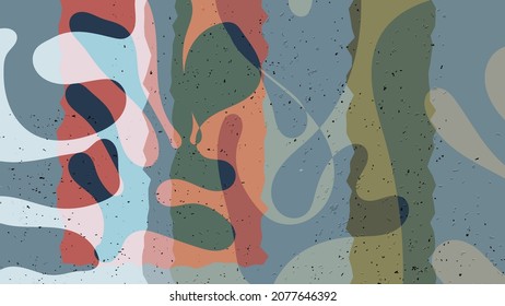 Matisse formas de grano orgánico texturizado. Resumen de plantilla contemporánea con motivos florales naturales. Fondo artístico mínimo de mediados de siglo. Elementos botánicos artísticos en colores de tierra plana.