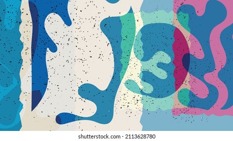 Matisse organic grange textured shapes. Abstract contemporary template with natural floral motif. Minimal mid century art background. Artistic botanical elements on flat earthy colors.