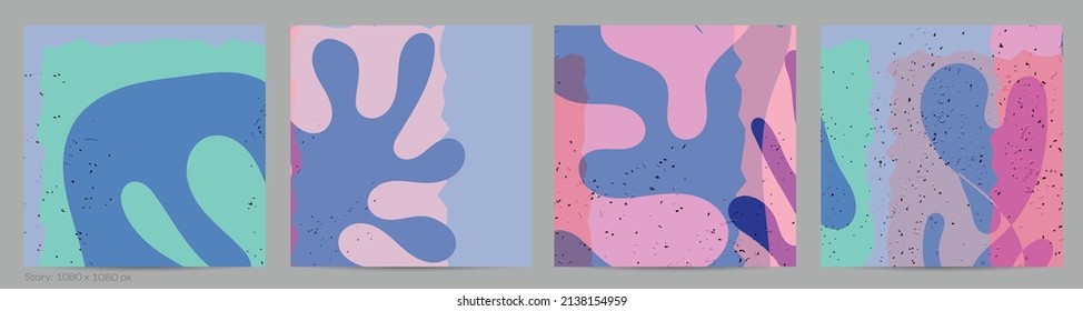Matisse organic grange textured shapes. Abstract contemporary social media template with natural floral motif. Minimal mid century art background. Artistic botanical elements on flat earthy colors.