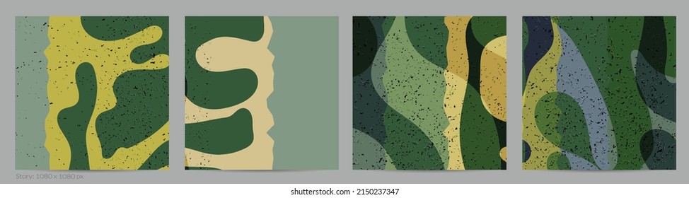 Matisse organic grange textured shapes. Abstract contemporary social media template with natural floral motif. Minimal mid century art background. Artistic botanical elements on flat earthy colors.