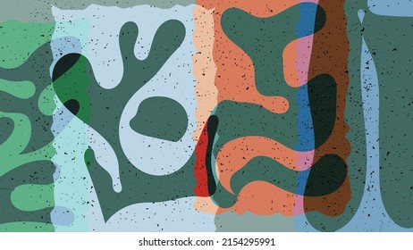 Matisse organic grange textured shapes. Abstract contemporary template with natural floral motif. Minimal mid century art background. Artistic botanical elements on flat earthy colors.