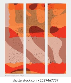 Matisse organic grange textured shapes. Abstract contemporary web banner template with natural floral motif. Minimal mid century art background. Artistic botanical elements on flat earthy colors.