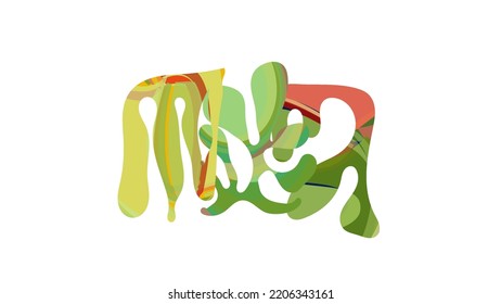 Matisse organic shape composition. Abstract illustration with natural floral motif. Minimal mid century wall art. Artistic botanical elements with bright acrylic paint texture. Collage paper cut.
