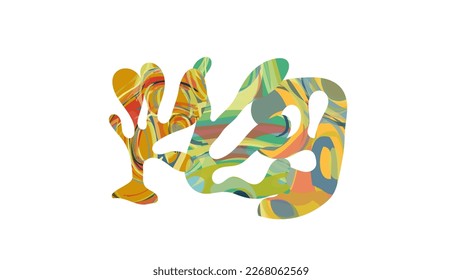 Matisse la composición de forma orgánica. Ilustración abstracta con motivos florales naturales. Mínimo arte mural de mediados de siglo. Elementos botánicos artísticos con textura de pintura acrílica brillante. Cortado de papel de colección.