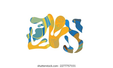 Matisse organic shape composition. Abstract illustration with natural floral motif. Minimal mid century wall art. Artistic botanical elements with bright acrylic paint texture. Collage paper cut.