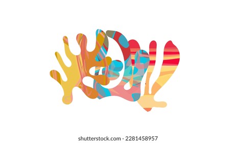 Matisse organic shape composition. Abstract illustration with natural floral motif. Minimal mid century wall art. Artistic botanical elements with bright acrylic paint texture. Collage paper cut.